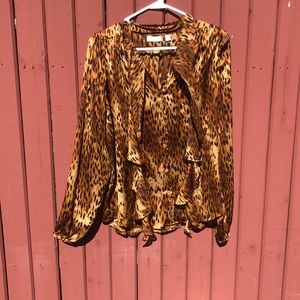 New York & Company cheetah print blouse